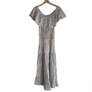 Calypso St. Barth Striped Maxi Dress - Blue and White